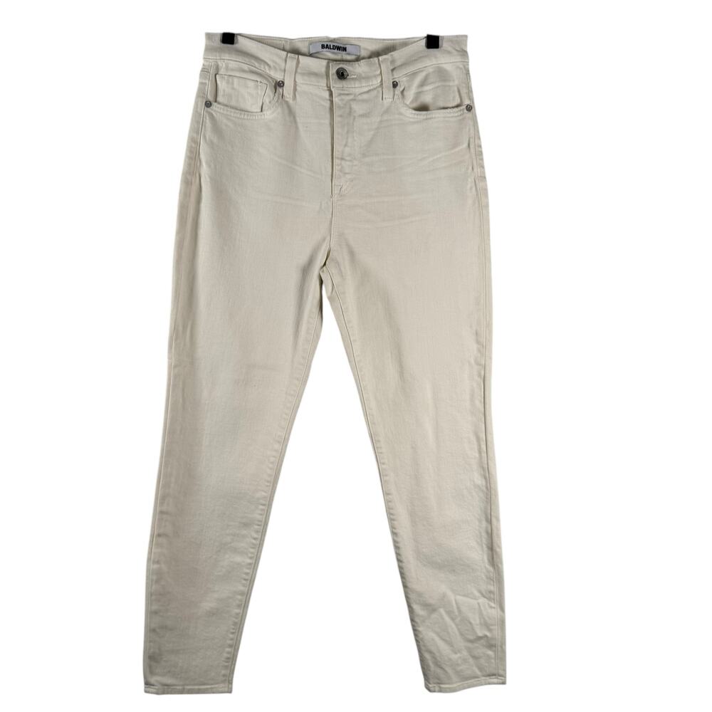 NWT Baldwin The Rivington Skinny Crop Jeans Cream High Waist Stretch Size 29